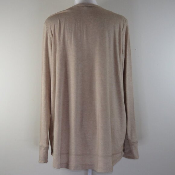 Women's Tan Long-Sleeve Pullover with Drop Tail Top Size L (C1652) - Picture 5 of 7